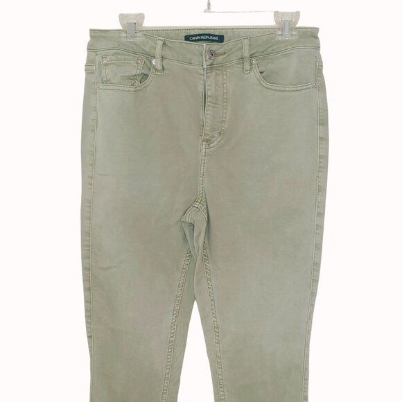 Calvin Klein Jeans Women's Size 10 (30x25) Green Stretch Cotton Blend Pants - Picture 3 of 6